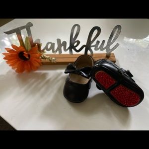 Black “red bling bottom” baby shoes